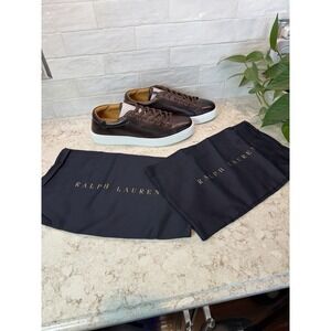 Ralph Lauren Purple Label Men's Severn Burnished Calf, English Brown Sneakers 11